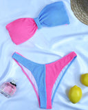 Kelly Color Block Strapless Bikini Set - Blue Multi